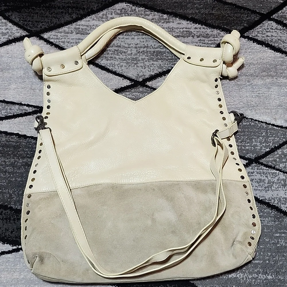 FREE PEOPLE VALENCIA STUDDED LEATHER SLOUCHY BUCKET TOTE BAG